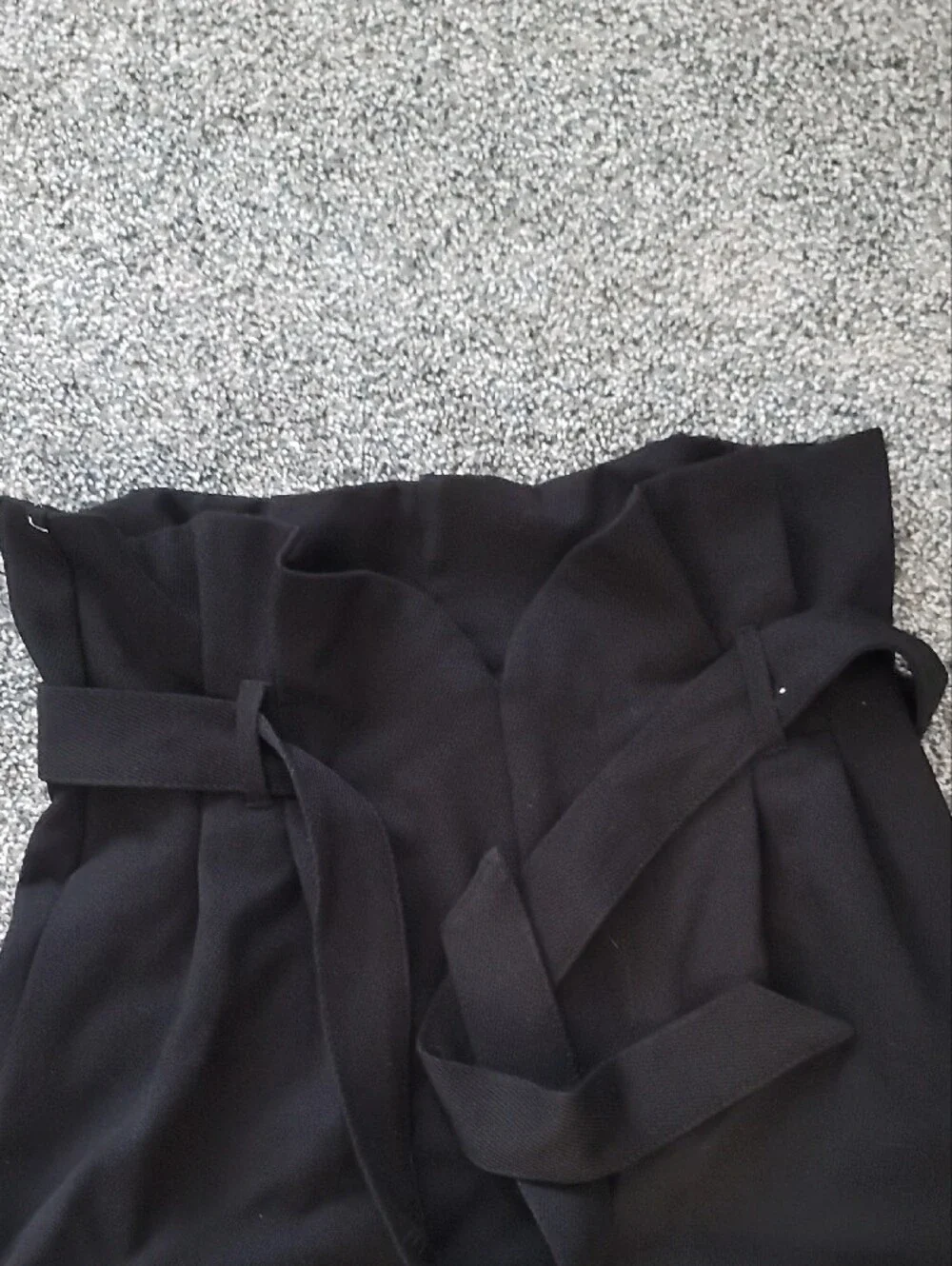 Zara Black High-Waist Paperbag Shorts with Tie